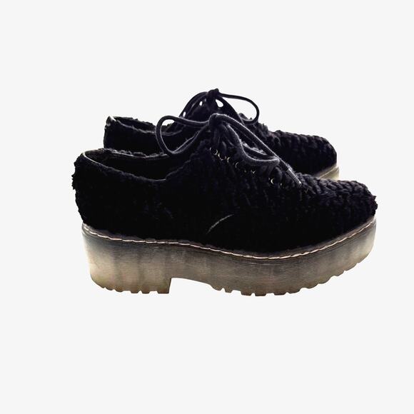 Jeffrey Campbell Baird Oxford Shoes 7 Clear Lug Sole Platform Sherpa Whimsigoth - Picture 1 of 9